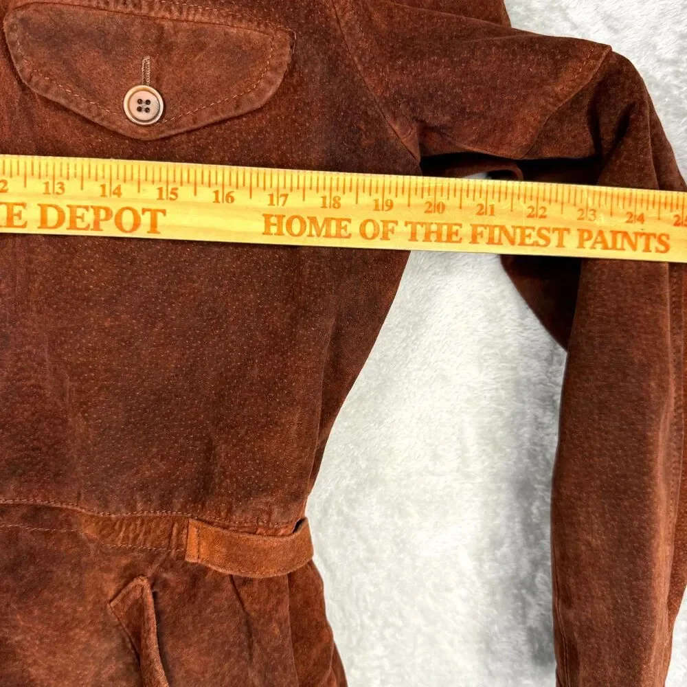 Vtg 80s Windsor Leatherwear Jacket Mens 40 Brown Suede Leather Full Zip Western